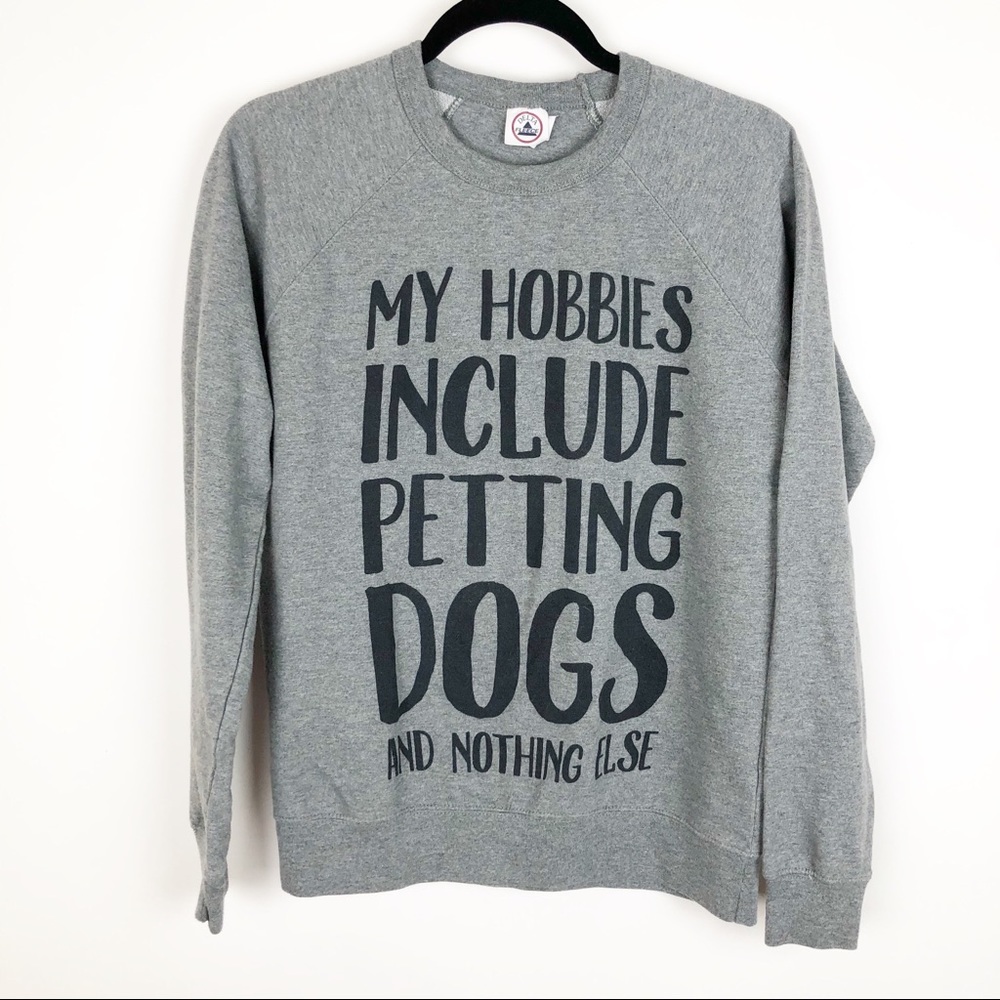 DELTA Hobbies Include Petting Dogs Gray Sweater‎ S